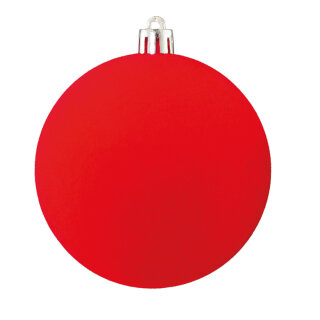 Weihnachtskugel-Kunststoff  Größe:Ø 8cm,  Farbe: rot beflockt, 6 St./Blister