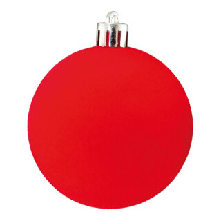 Christmas ball flocked  - Material:  - Color: red, - Size: Ø 10cm