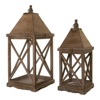 Holzlaternen XXL, im 2er-Set, ineinander passend, ohne Fenster     Groesse: 21x21x51cm, 28x28x64cm    Farbe: natur