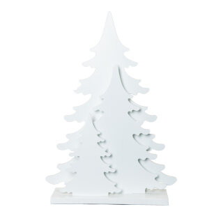 Holzbäume 3er-Gruppe, tannenförmig, mit Standfuß Größe:60x40x10cm,  Farbe: weiß
