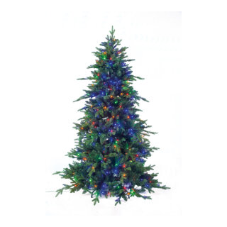 Noble fir with 500 multicoloured LEDs 2538 Tips PE/PVC-Mix - Material: with metal stand - Color: green/multicoloured - Size: 180cm X Ø ca. 100cm