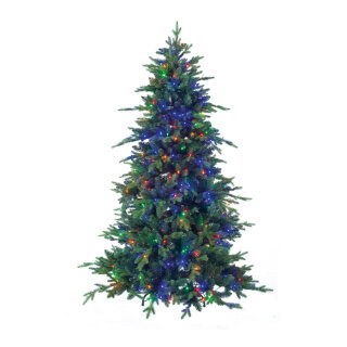 Noble fir with 700 multicoloured LEDs 3842 tips PE/PVC-Mix - Material: with metal stand - Color: green/multicoloured - Size: 210cm X Ø ca. 120cm