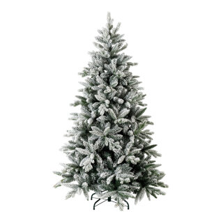 Edeltanne      Groesse: beschneit, 994 Tips, PE/PVC-Mix, mit Metallständer, schwer entflammbar nach B1, 180cm, Ø ca. 100cm    Farbe: grün/weiß