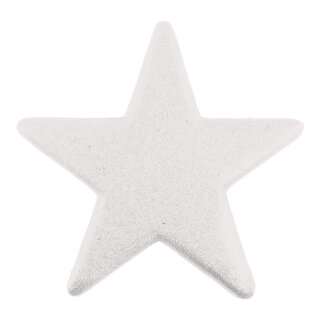 Stern beglittert, mit Hänger, aus Styropor     Groesse: Ø 40cm    Farbe: weiß