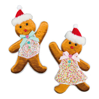 Gingerbread pair with hanger - Material:  - Color: brown/multicoloured - Size: H: 33cm