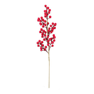 Beerenzweig mit großen Beeren, aus Styropor     Groesse: 60cm    Farbe: rot