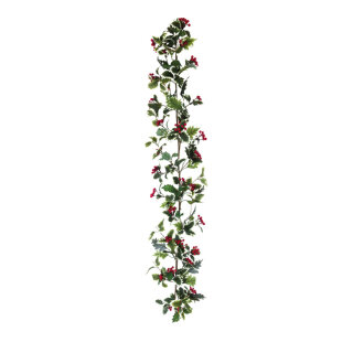 Ilexgirlande aus Kunstseide und Styropor     Groesse: 150cm    Farbe: grün/rot