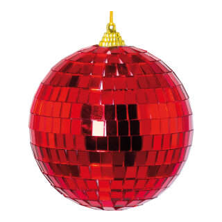 Mirror ball made of styrofoam - Material: with mirror plates - Color: red - Size: Ø10cm