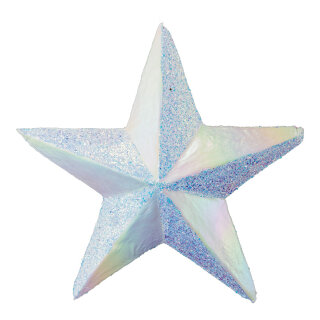 Stern mit Hänger, aus Styropor, glitzernd Größe:50cm,  Farbe: weiß/irisierend