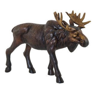 Moose standing with antlers - Material:  - Color: brown - Size: 27x14x20cm