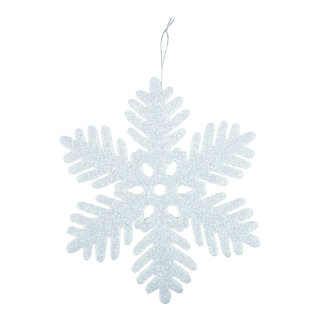 Schneeflocke mit Hänger, aus Schaumstoff Größe:Ø 26cm,  Farbe: weiß