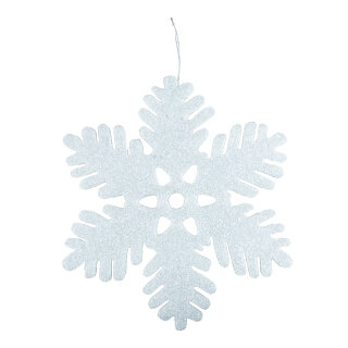 Schneeflocke mit Hänger, aus Schaumstoff     Groesse: Ø 35cm    Farbe: weiß