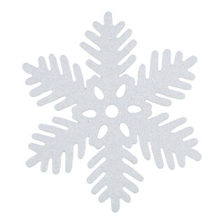 Schneeflocke beglittert, mit Hänger, aus Kunststoff     Groesse:Ø 27cm    Farbe:weiß