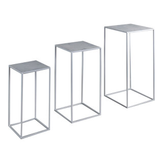 Metal tables rectangular set of 3 - Material: powder coated - Color: silver - Size: 1. 20x20x50cm 2. 25x25x60cm X 3. 30x30x70cm