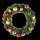 Pine wreath decorated w. different kinds of baubles - Material: 260 PVC-tips - Color: green/red/gold - Size: Ø90cm