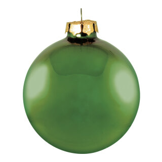 Christmas balls green shiny made of glass 6 pcs./blister - Material:  - Color: shiny green - Size: Ø 6cm