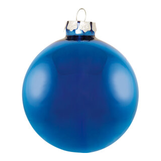 Weihnachtskugeln, blau glänzend, 6 St./Blister, aus Glas Größe: Ø 8cm, Farbe: blau   #