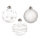 Glass balls 3 designs assorted set of 12 - Material: with organza hanger - Color: transparent/white - Size: Ø 8cm