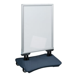 A1 A-board "Wind Pro LITE" with plastic foot and 4-fold suspension - Material: 33mm mitred profile - Color: silver - Size: 52x72x120cm