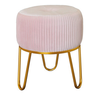 Samthocker 3-beinig     Groesse: 30x30x35cm    Farbe: rosa/gold