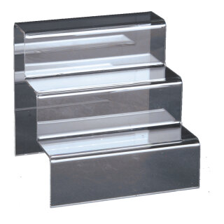 Acryl-Dekotreppe 3-fach, als Warenpräsenter     Groesse: 15x15x15cm    Farbe: transparent