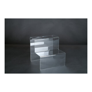 Acryl-Dekotreppe 2-fach, als Warenpräsenter     Groesse: 20x20x20cm    Farbe: transparent     #