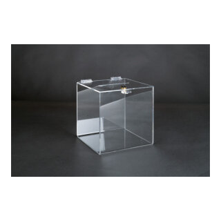 Acrylic raffle box lockable - Material:  - Color: transparent - Size: 25x25x25cm