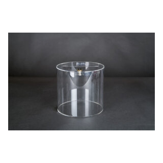 Acryl-Losbox zylindrisch, mit abschließbarer Klappe Abmessung: 15x15x17cm Farbe: transparent #