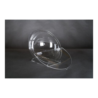 Acrylic raffle box half-sphere - Material: with top plate & stand - Color: transparent - Size: 27x33x30cm