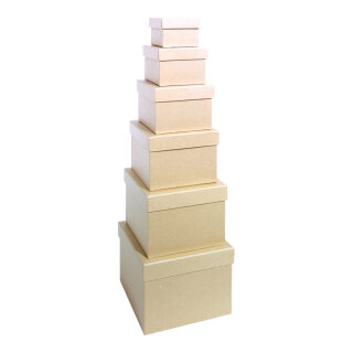 Gift boxes square 6 pcs./set - Material:  - Color: light brown - Size: größte Box:18x18x13cm
