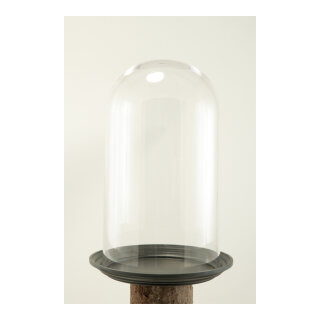 Dome with base 2-parted, made of plastic     Size: H: 35cm, Ø 20cm    Color: clear/black