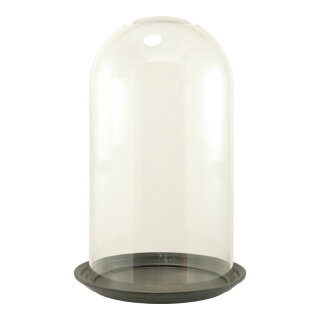 Glocke mit Sockel 2-teilig, aus Kunststoff     Groesse: H: 45cm, Ø 25cm    Farbe: klar/schwarz