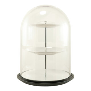 Dome with base, cake-stand included, 3-parted, made of plastic, Size:;H=50cm Color:clear/black