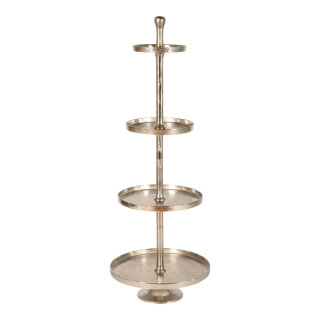 Etagere 4-tire, multi-part, made of aluminum and nickel     Size: H: 166cm, Ø 60cm    Color: silver