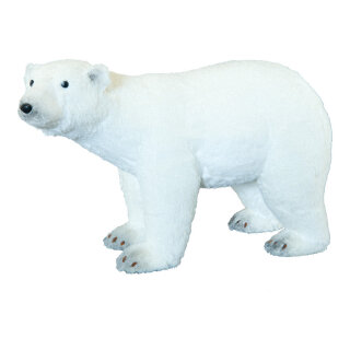 Eisbär mit Glitter, aus Styropor/Kunstfell     Groesse: 54x23x34cm    Farbe: weiß