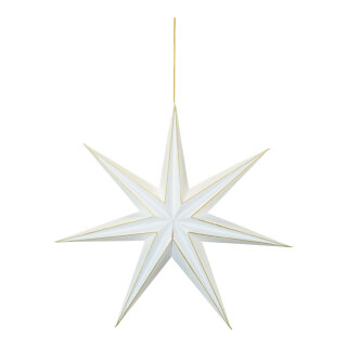 Faltstern 7-zackig, mit Hänger, aus Papier, mit Magnetverschluss     Groesse: 40cm    Farbe: weiß/gold