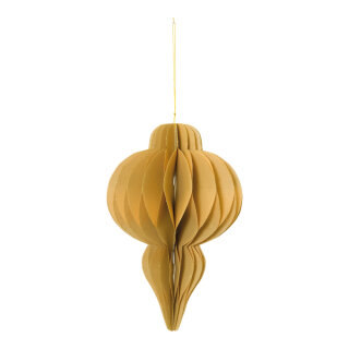 Ornament tropfenförmig, faltbar, mit Hänger, aus Papier, mit gold glitzernden Rändern, mit Magnetverschluss     Groesse: 30cm    Farbe: gold