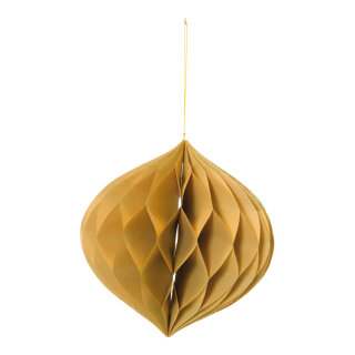 Ornament onion-shaped foldable with hanger - Material: out of paper - Color: gold - Size: 25cm