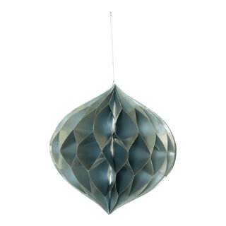 Ornament zwiebelförmig, faltbar, mit Hänger, aus Papier, mit silber glitzernden Rändern, Magnetverschluss     Groesse: 25cm    Farbe: grau