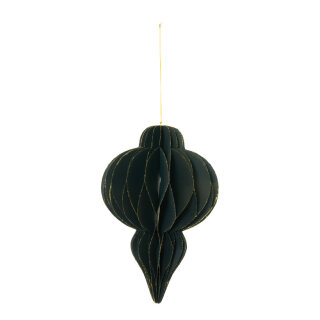 Ornament foldable with hanger - Material: out of paper - Color: black/gold - Size: 30cm