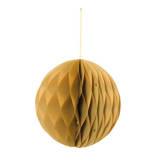 Wabenkugel faltbar, mit Hänger, aus Papier, mit gold glitzernden Rändern, mit Magnetverschluss     Groesse: 30cm    Farbe: gold