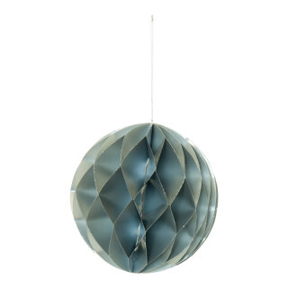 Wabenkugel faltbar, mit Hänger, aus Papier, mit silber glitzernden Rändern, Magnetverschluss     Groesse: 20cm    Farbe: grau
