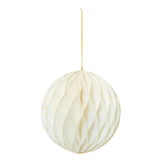 Honeycomb ball foldable with hanger - Material: out of paper - Color: white/gold - Size: 20cm