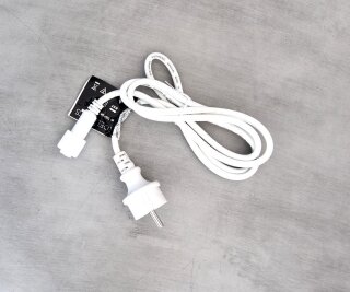 LED Euro Stecker Anschlusskabel aus Gummi, IP44, für Innen- & Außenbereich     Groesse: 150cm    Farbe: weiß