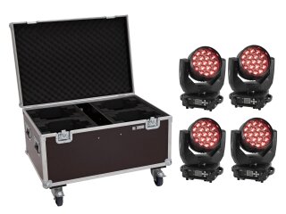 EUROLITE Set 4x LED TMH-X4 Moving-Head Wash Zoom + EU Case with wheels