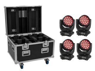 EUROLITE Set 4x LED TMH-X4 Moving Head Wash Zoom + EU Case with wheels