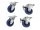 ROADINGER Set Swivel castors 100mm blue 2x RD-100 + 2x RD-100B with Brake