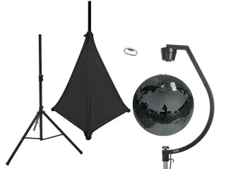 EUROLITE Set Spiegelkugel 50cm schwarz mit Stativ und Segel schwarz