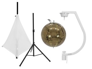 EUROLITE Set Mirror ball 30cm gold with stand and tripod cover white