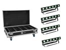 EUROLITE Set 4x AKKU Bar-6 QCL + Flightcase mit Ladefunktion